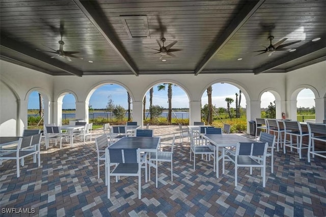 view of patio / terrace featuring ceiling fan