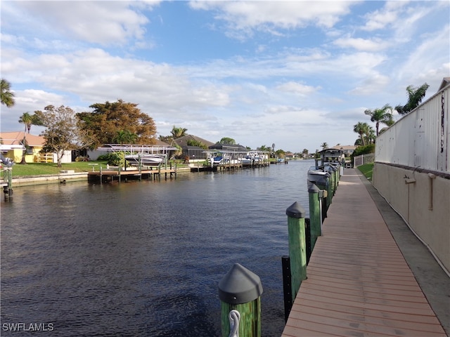 view of dock featuring a water view