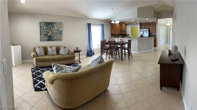 view of tiled living room