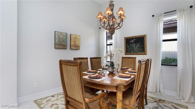 dining area with a chandelier