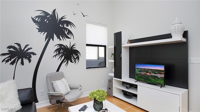 living area featuring hardwood / wood-style flooring