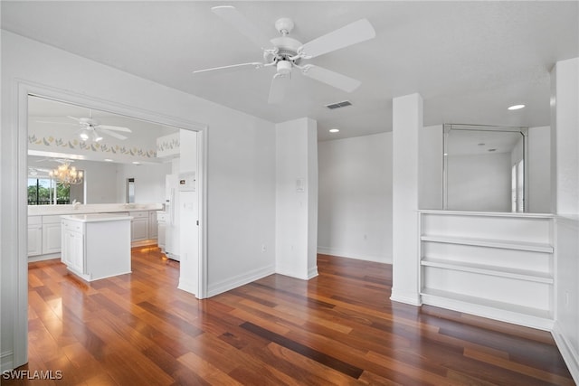 interior space with hardwood / wood-style floors and ceiling fan