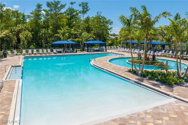 view of pool featuring a patio