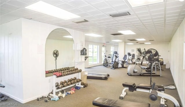 exercise room featuring carpet floors