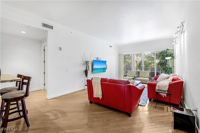 living room featuring light hardwood / wood-style floors