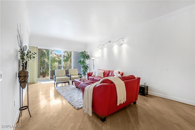 living room featuring light wood-type flooring