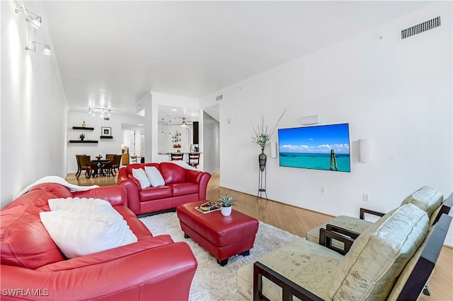 living room featuring light hardwood / wood-style flooring