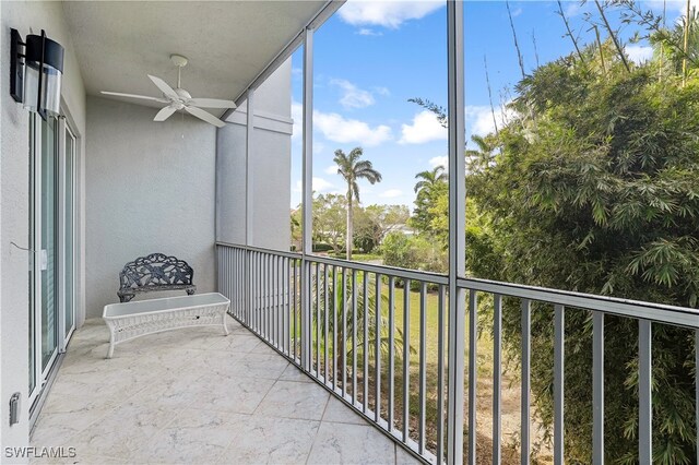 balcony with ceiling fan