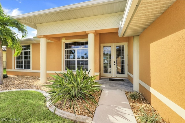 property entrance with french doors