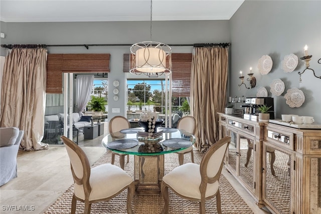 dining room with crown molding