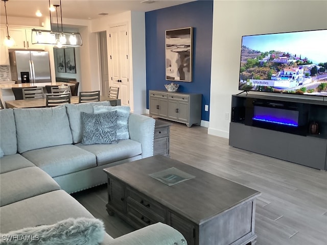 living room with wood-type flooring