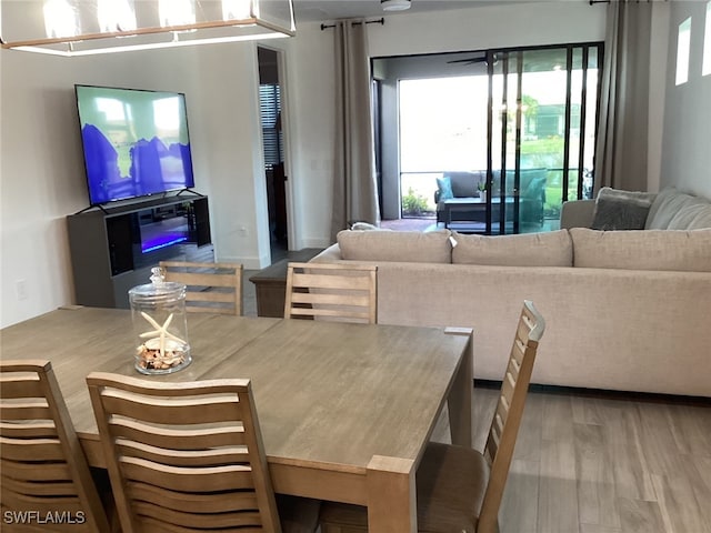 dining space featuring hardwood / wood-style floors