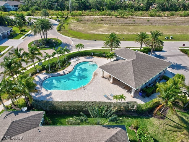 view of swimming pool featuring a patio