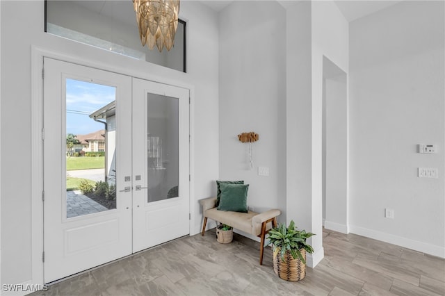 entryway featuring french doors