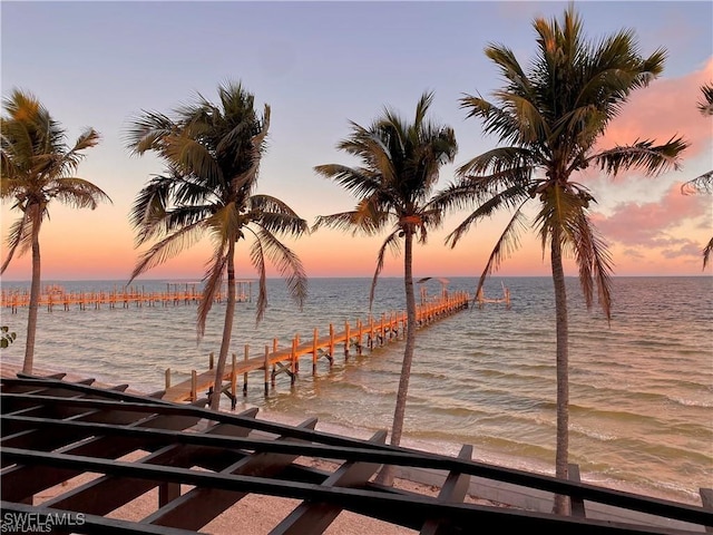 view of dock featuring a water view