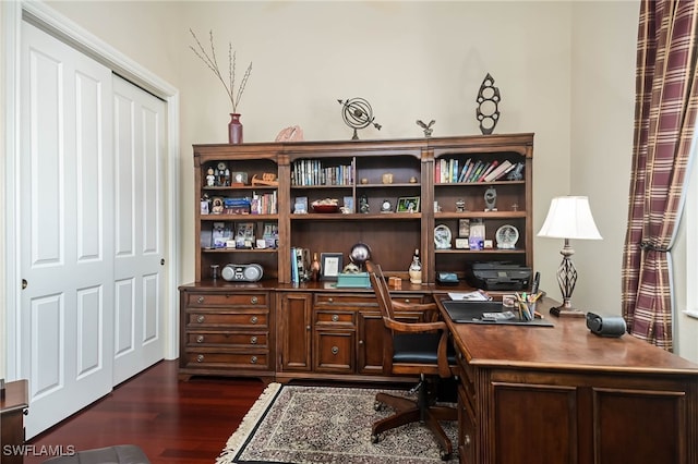 office area featuring dark hardwood / wood-style floors