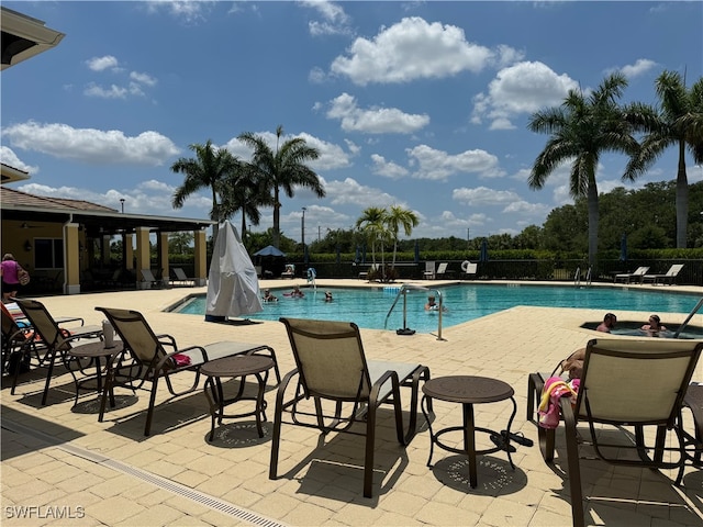 view of pool featuring a patio