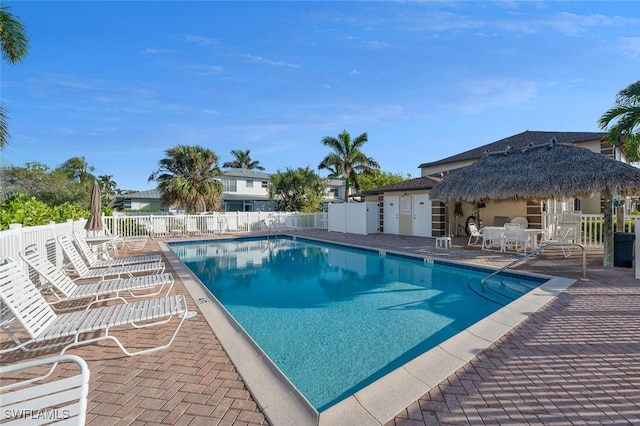 view of pool featuring a patio area