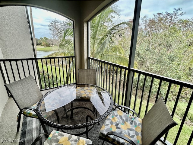 balcony with a water view