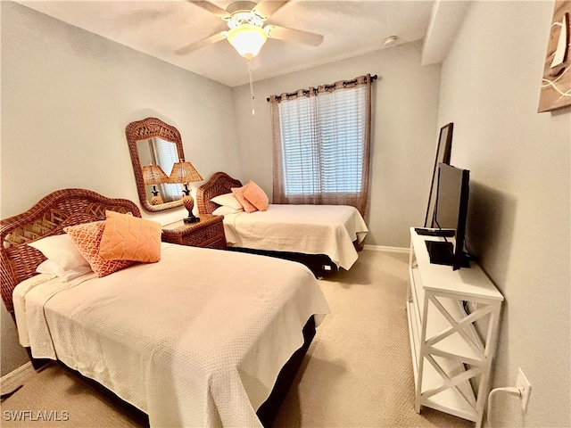 bedroom with carpet flooring and ceiling fan