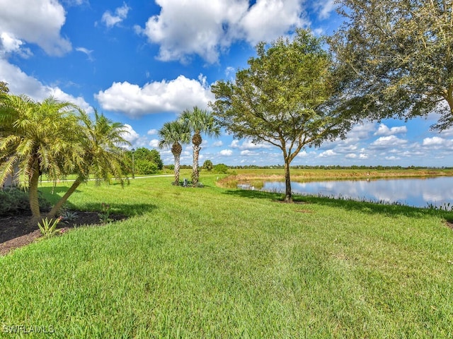 view of yard featuring a water view