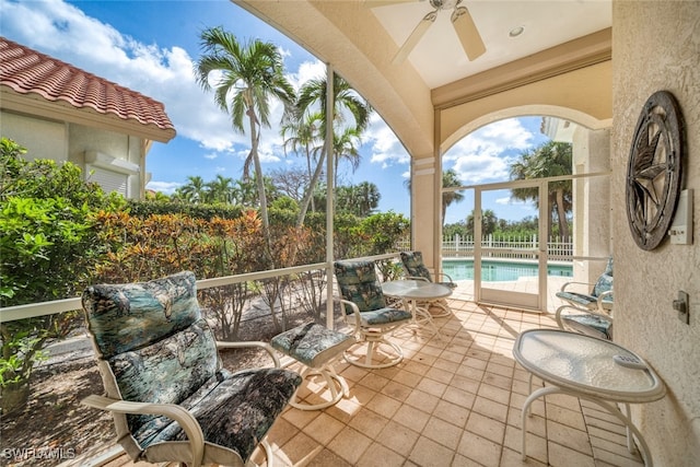 view of patio with ceiling fan