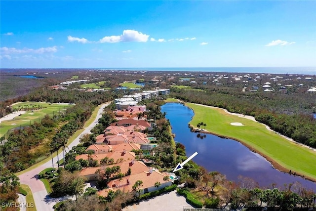 bird's eye view featuring a water view