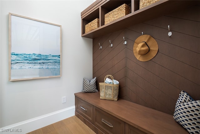 mudroom featuring light hardwood / wood-style floors