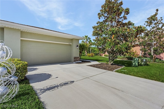 garage featuring a yard