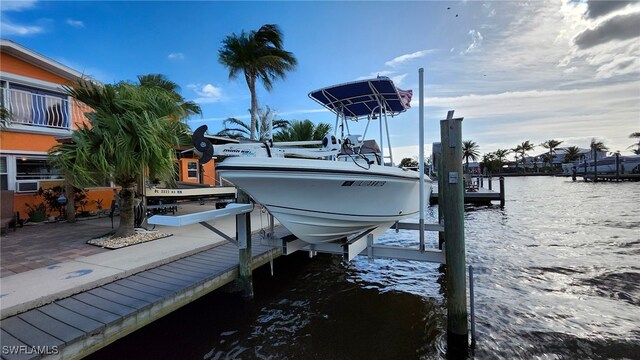 dock area featuring a water view