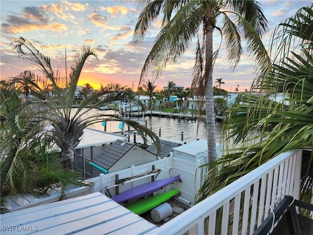 view of water feature featuring a boat dock