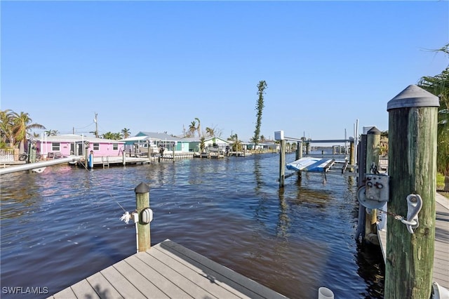 dock area featuring a water view