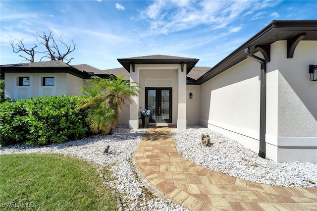 property entrance with french doors