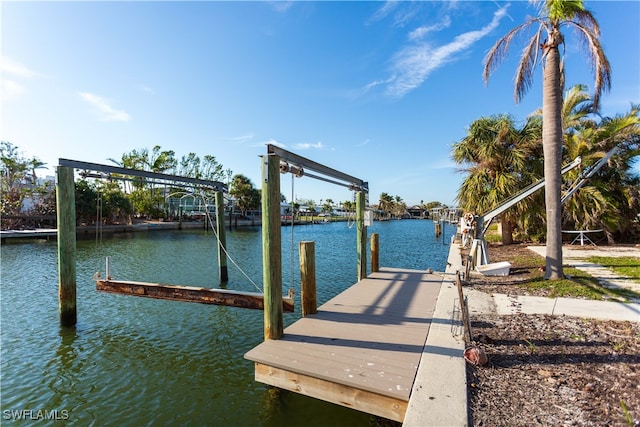 view of dock featuring a water view