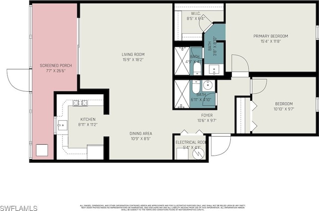 4912 Vincennes St Unit 101, Cape Coral, FL 33904 - floor plan / room layout