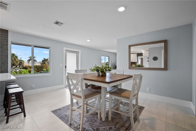 view of tiled dining room