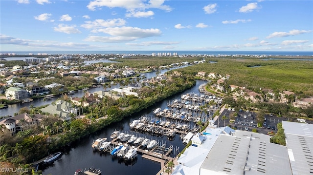 bird's eye view featuring a water view