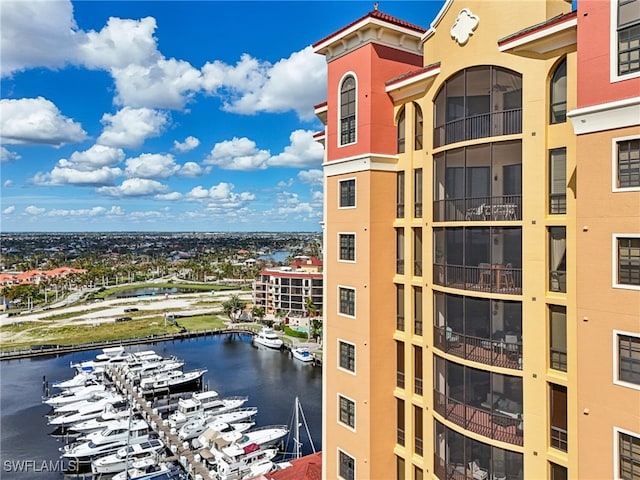 view of property with a water view