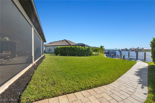 view of yard featuring a water view