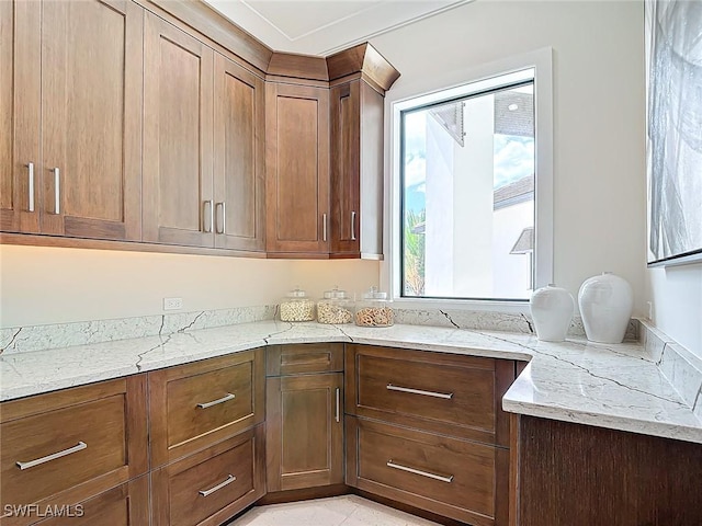 kitchen with light stone counters