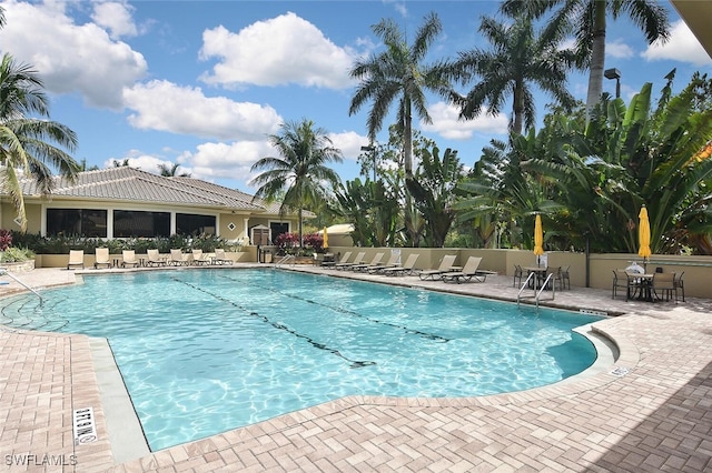 view of pool featuring a patio area