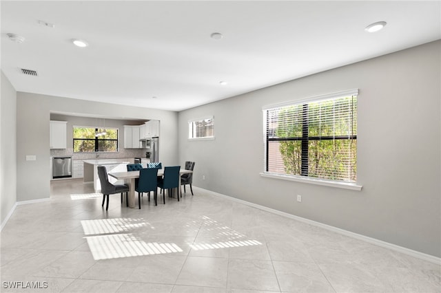 view of tiled dining area