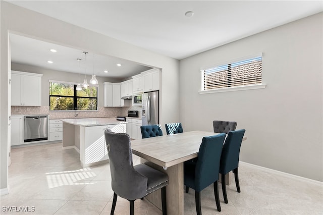 view of tiled dining room