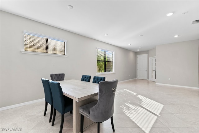 view of tiled dining room