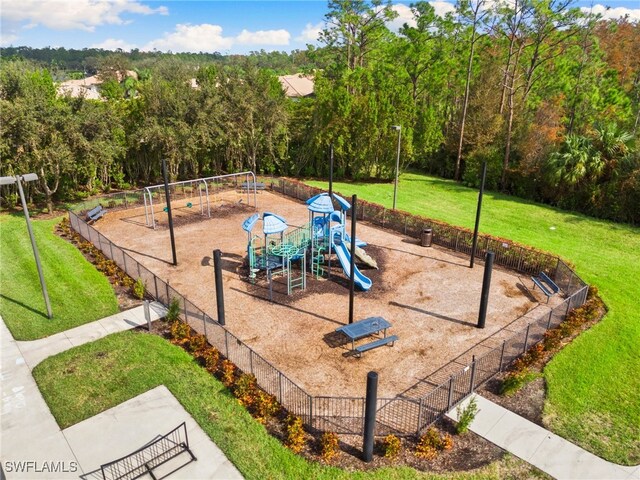 view of playground featuring a yard