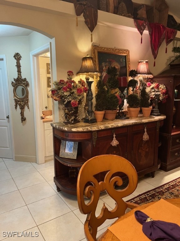 reception area with ceiling fan