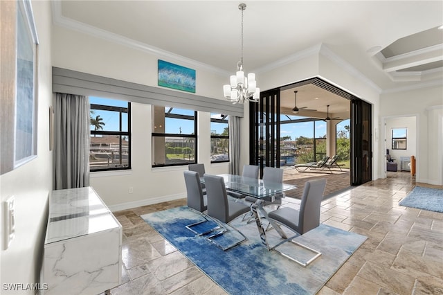 dining room featuring an inviting chandelier and ornamental molding