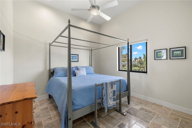 bedroom featuring ceiling fan