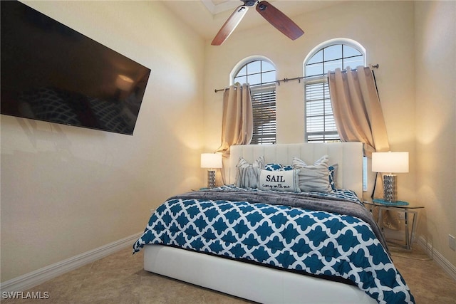 bedroom featuring ceiling fan