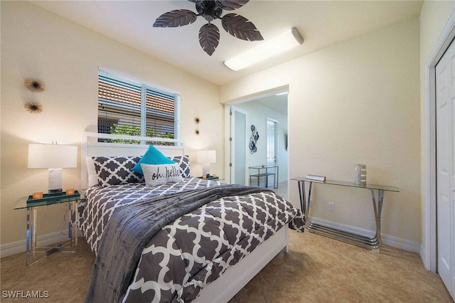 bedroom with a closet and ceiling fan